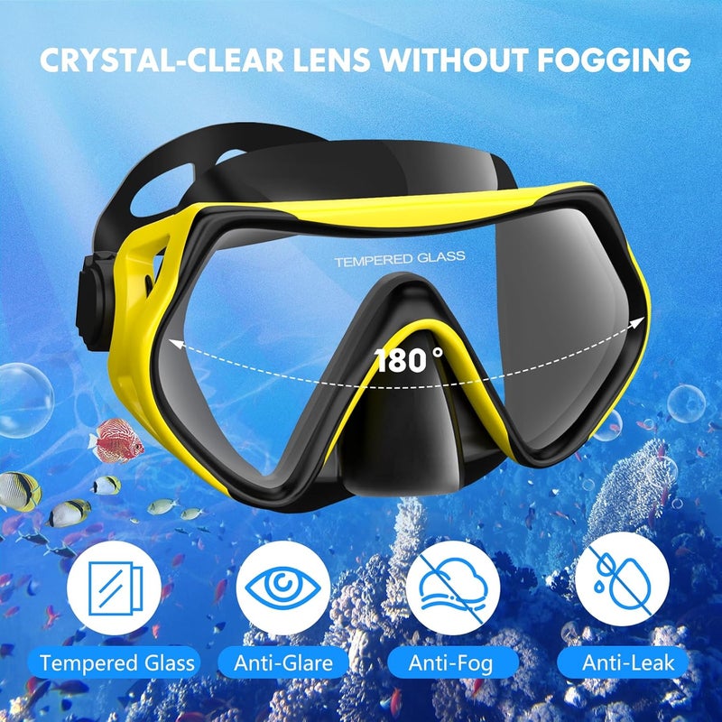 SOLAVA Snorkeling Gear for Adults, Snorkel Set Scuba Diving mask Dry-Top, Adult Swimming Goggles with Nose Cover, HD Tempered Glass Panoramic Anti-Leak Anti-Fog - Image 2
